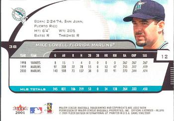2001 Fleer Game Time #12 Mike Lowell Back