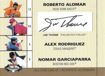 2003 Fleer Box Score - All-Star Line-Up Autographs Gold #NNO Roberto Alomar / Jim Thome / Alex Rodriguez / Nomar Garciaparra Front
