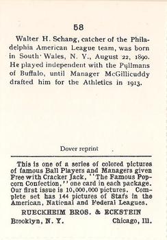 1982 Dover Publications Reprints American League #58 Walter Schang Back