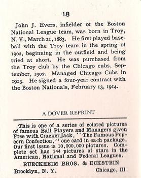 1982 Dover Publications Reprints National League #18 Johnny Evers Back