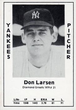 1979 TCMA Diamond Greats #21 Don Larsen Front