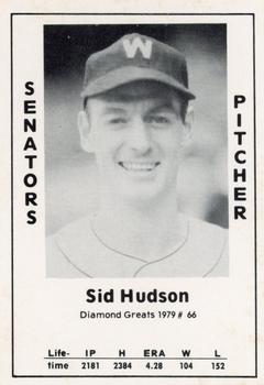 1979 TCMA Diamond Greats #66 Sid Hudson Front