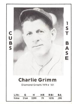 1979 TCMA Diamond Greats #101 Charlie Grimm Front