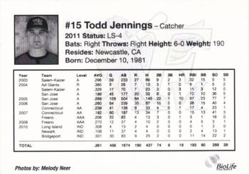 2011 Fargo-Moorhead RedHawks #NNO Todd Jennings Back