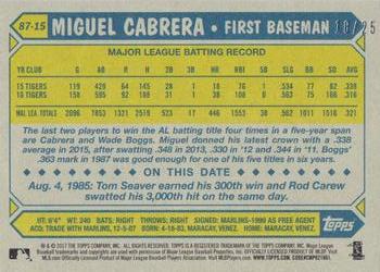 2017 Topps - 1987 Topps Baseball 30th Anniversary Red #87-15 Miguel Cabrera Back