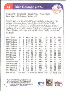 2001 Fleer Greats of the Game #25 Rich Gossage Back