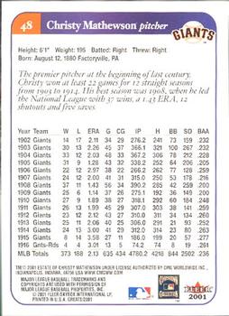 2001 Fleer Greats of the Game #48 Christy Mathewson Back