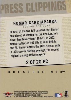 2003 Fleer Box Score - Press Clippings #2 PC Nomar Garciaparra Back
