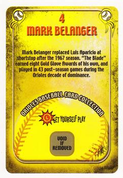 2004 Maryland Lottery Baltimore Orioles #4 Mark Belanger Back
