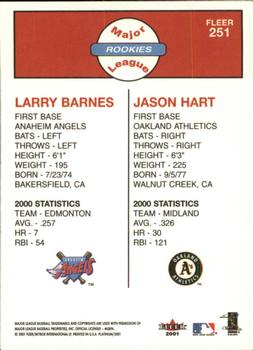 2001 Fleer Platinum #251 Larry Barnes / Jason Hart Back
