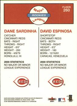 2001 Fleer Platinum #260 Dane Sardinha / David Espinosa Back