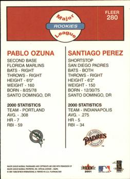 2001 Fleer Platinum #280 Pablo Ozuna / Santiago Perez Back