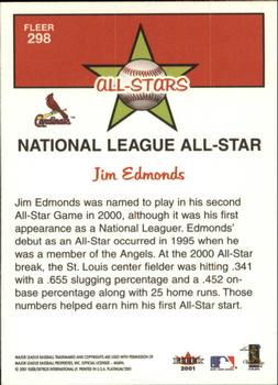 2001 Fleer Platinum #298 Jim Edmonds Back