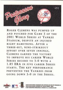 2001 Fleer Platinum #491 Roger Clemens Back