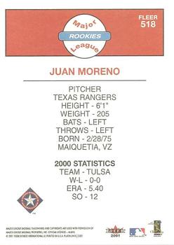 2001 Fleer Platinum #518 Juan Moreno Back