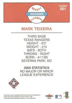 2001 Fleer Platinum #561 Mark Teixeira Back