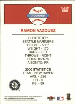 2001 Fleer Platinum #596 Ramon Vazquez Back