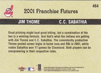 2001 Fleer Platinum #464 Jim Thome / C.C. Sabathia Back