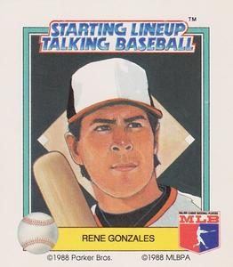 1988 Parker Bros. Starting Lineup Talking Baseball Baltimore Orioles #18 Rene Gonzales Front