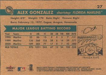 2001 Fleer Tradition #27 Alex Gonzalez Back