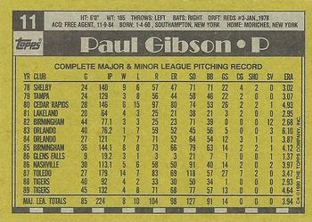 1990 Topps #11 Paul Gibson Back