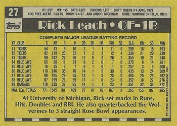 1990 Topps #27 Rick Leach Back