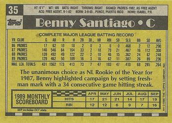 1990 Topps #35 Benny Santiago Back