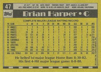 1990 Topps #47 Brian Harper Back