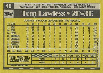 1990 Topps #49 Tom Lawless Back