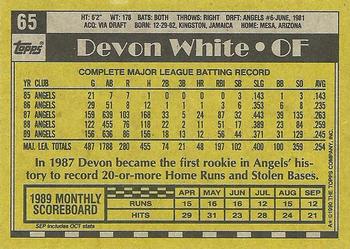 1990 Topps #65 Devon White Back