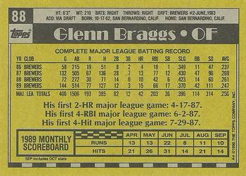 1990 Topps #88 Glenn Braggs Back