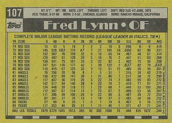 1990 Topps #107 Fred Lynn Back