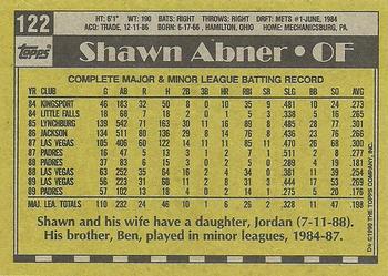 1990 Topps #122 Shawn Abner Back
