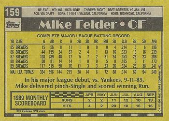 1990 Topps #159 Mike Felder Back