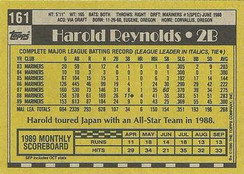 1990 Topps #161 Harold Reynolds Back