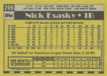 1990 Topps #206 Nick Esasky Back