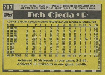 1990 Topps #207 Bob Ojeda Back