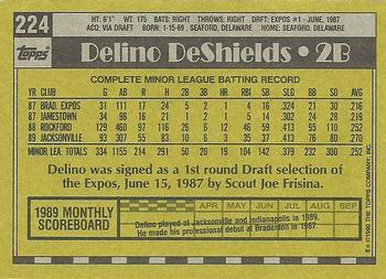 1990 Topps #224 Delino DeShields Back