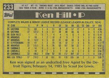 1990 Topps #233 Ken Hill Back