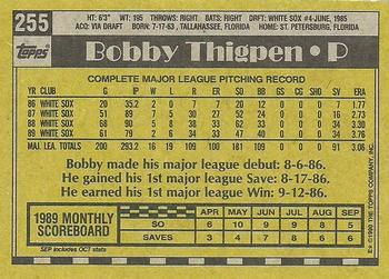 1990 Topps #255 Bobby Thigpen Back