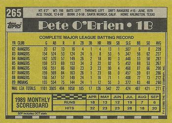 1990 Topps #265 Pete O'Brien Back