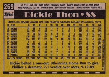 1990 Topps #269 Dickie Thon Back