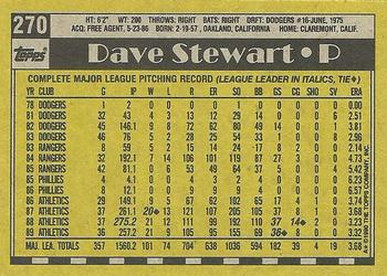 1990 Topps #270 Dave Stewart Back