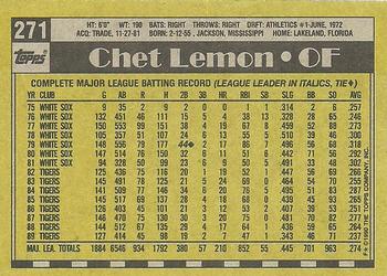 1990 Topps #271 Chet Lemon Back