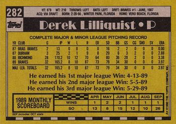 1990 Topps #282 Derek Lilliquist Back