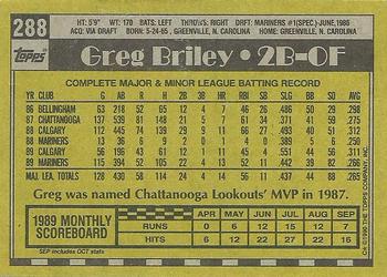 1990 Topps #288 Greg Briley Back