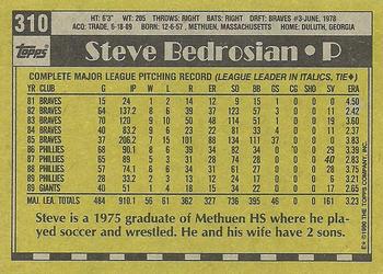 1990 Topps #310 Steve Bedrosian Back