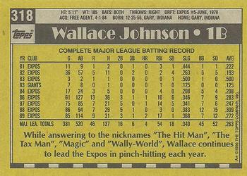 1990 Topps #318 Wallace Johnson Back