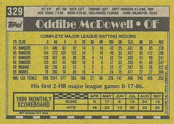 1990 Topps #329 Oddibe McDowell Back