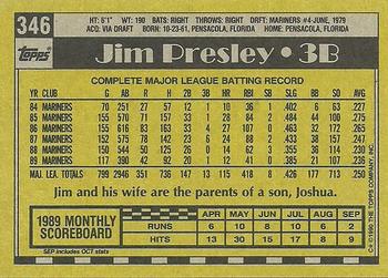 1990 Topps #346 Jim Presley Back